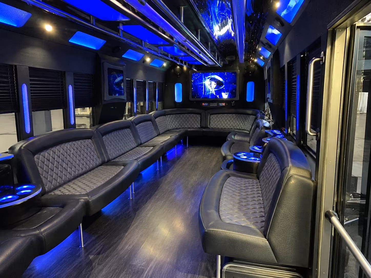 johns creek 28 passenger party bus interior