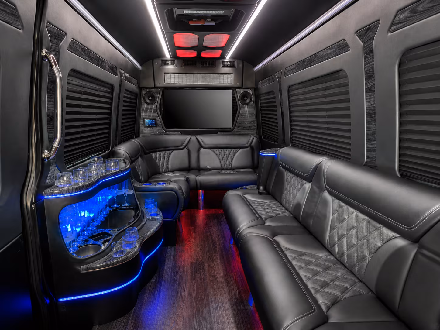 johns creek 30 passenger party bus inside