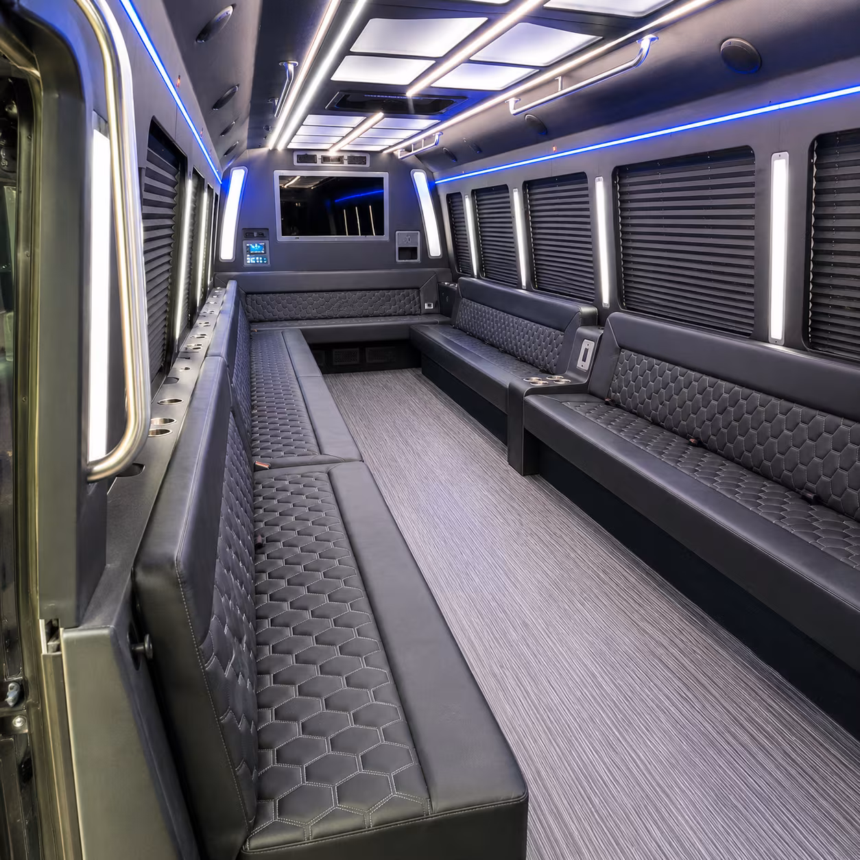 johns creek 40 passenger party bus interior